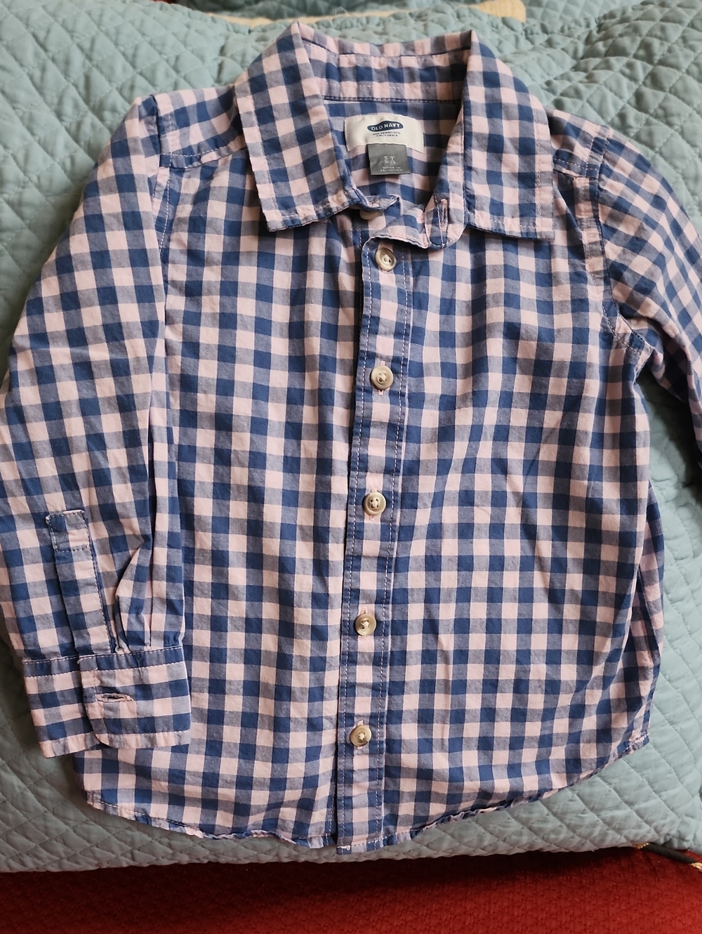 3T Old Navy Boys' Blue & Pink Gingham Button-Down Shirt